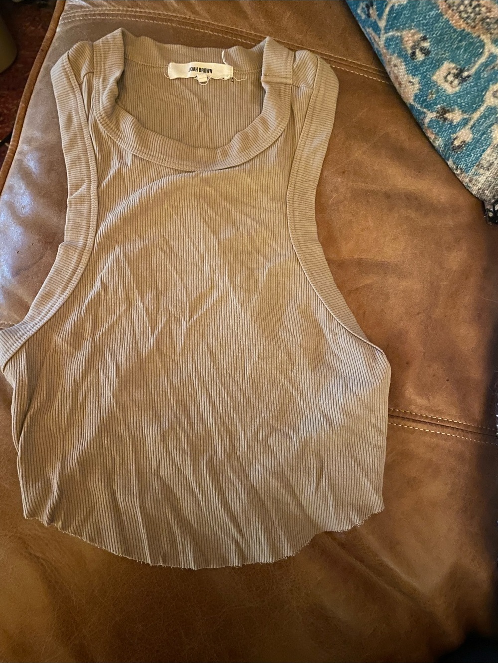 Joah Brown Ribbed Taupe Crop Tank